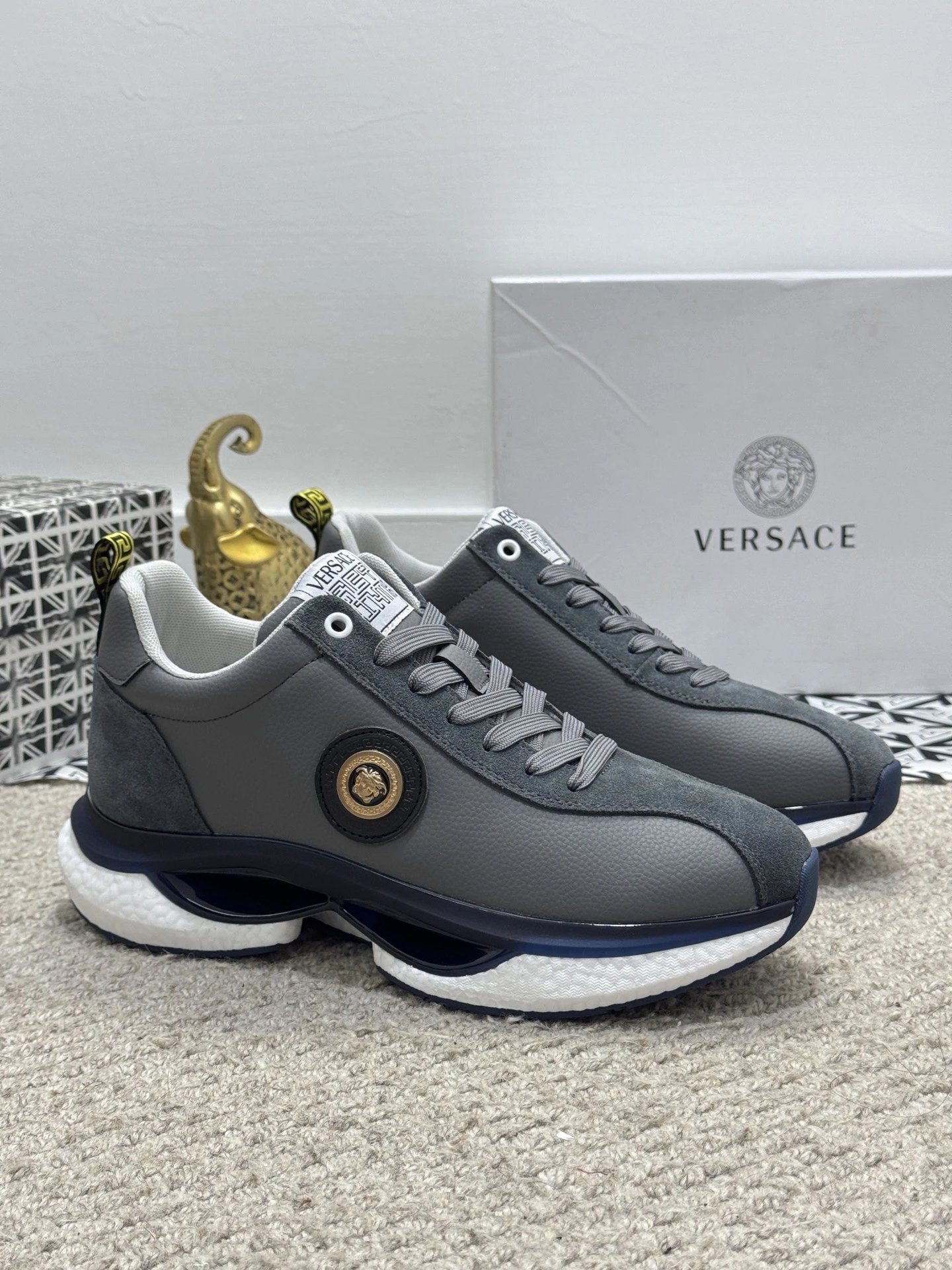 Luxury Mesh Sneakers Charcoal Grey - Gallery Image 1 - Detailed View