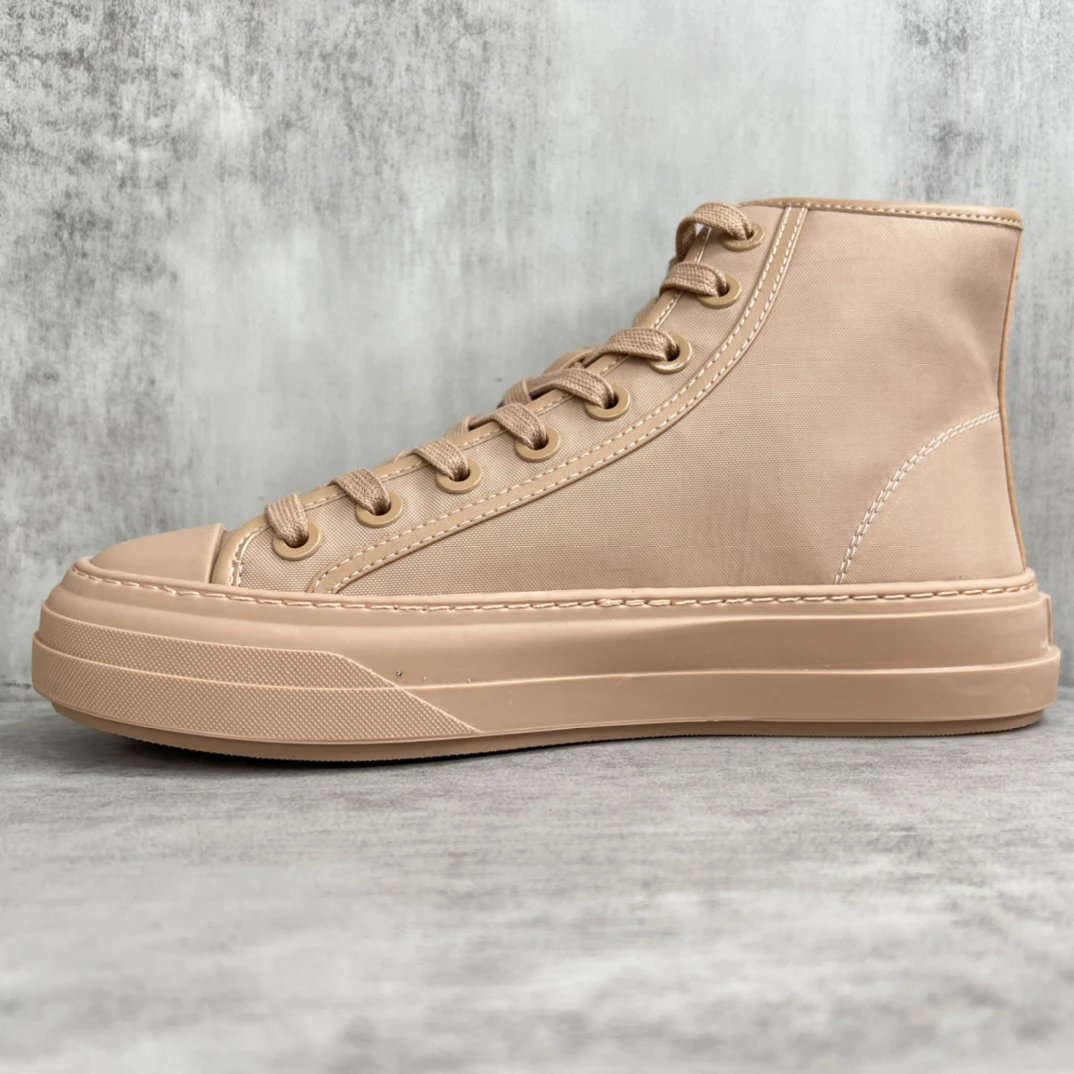 High Top Leather Sneakers Nude Beige - Gallery Image 7 - Detailed View