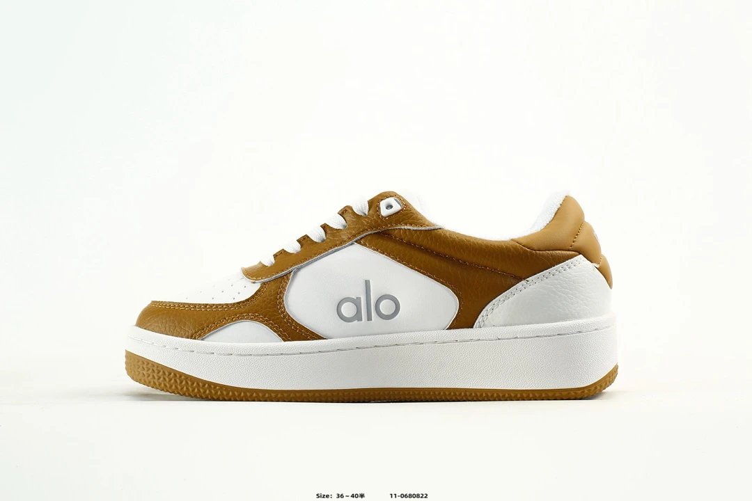 Alo Yoga Runner Sneakers Brown White - Gallery Image 3 - Detailed View