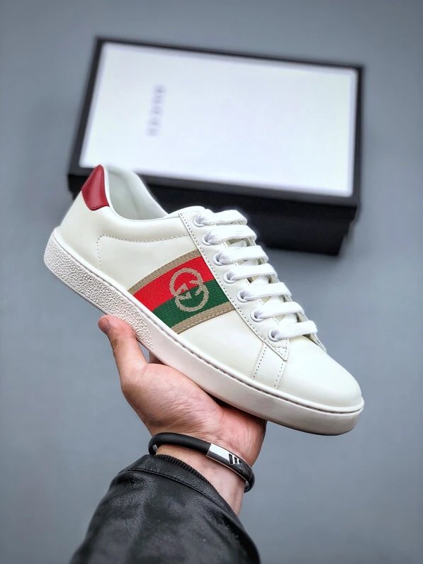 Gucci Bee White Red Sneakers GG embroidery - Gucci - Cnfans - $57.42