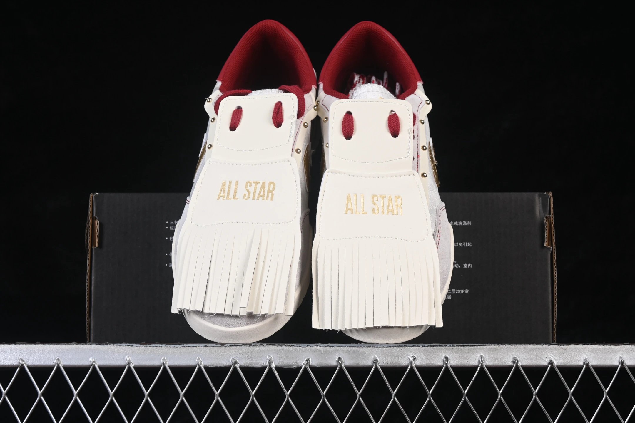 Year of the Horse Leather Low Top Sneakers Ivory Red - Gallery Image 4 - Detailed View
