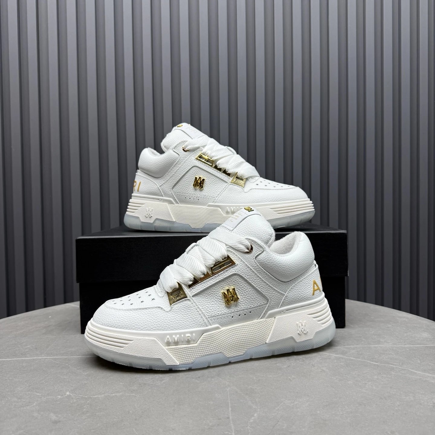 Low Top Leather Skate Shoes Gold Accent Ivory - Gallery Image 8 - Detailed View