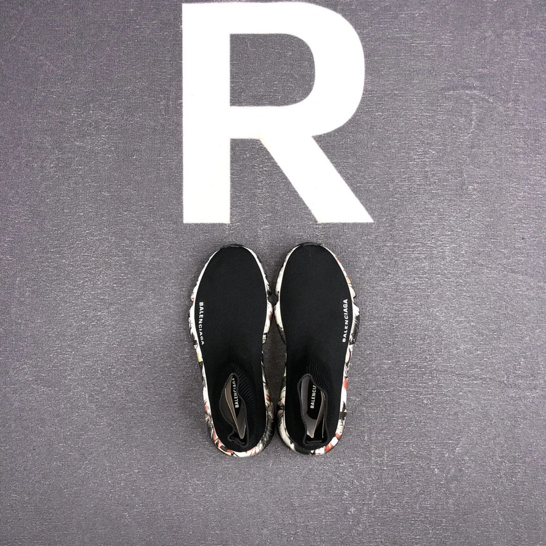 Speed Sock Sneakers Knit Breathable TPU Sole Black Multi - Gallery Image 6 - Detailed View