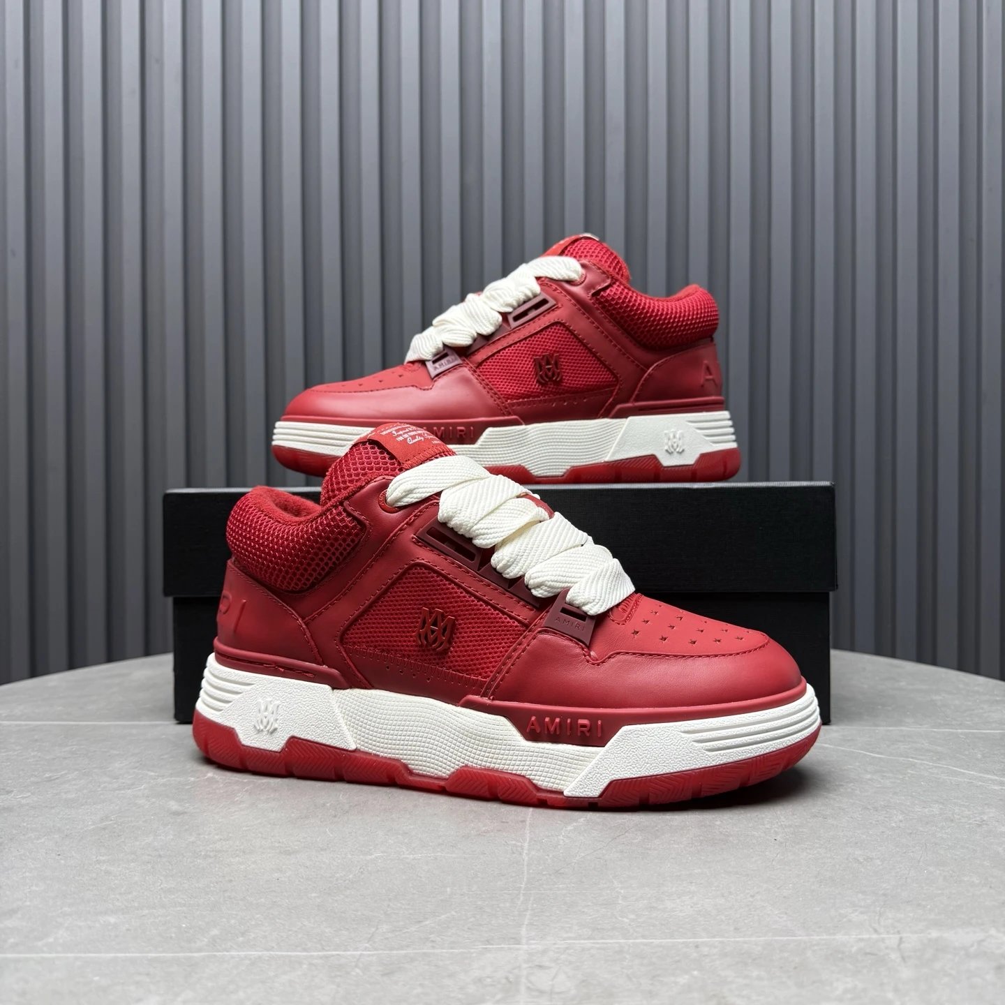 Low Top Leather Skate Sneakers Unisex Crimson Red - Gallery Image 7 - Detailed View