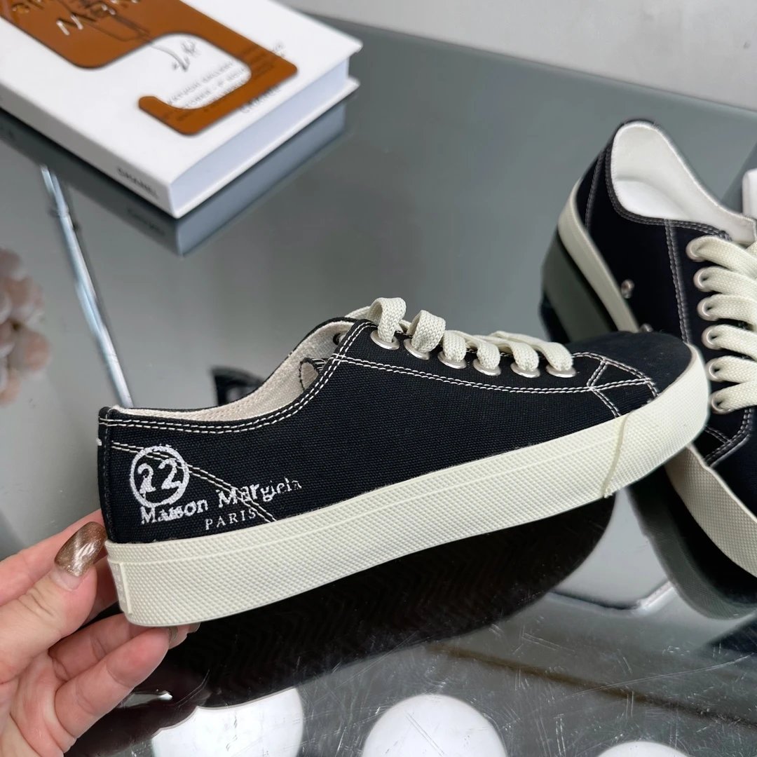 Maison Margiela MM6 Tabi Canvas Sneakers Black - Gallery Image 5 - Detailed View