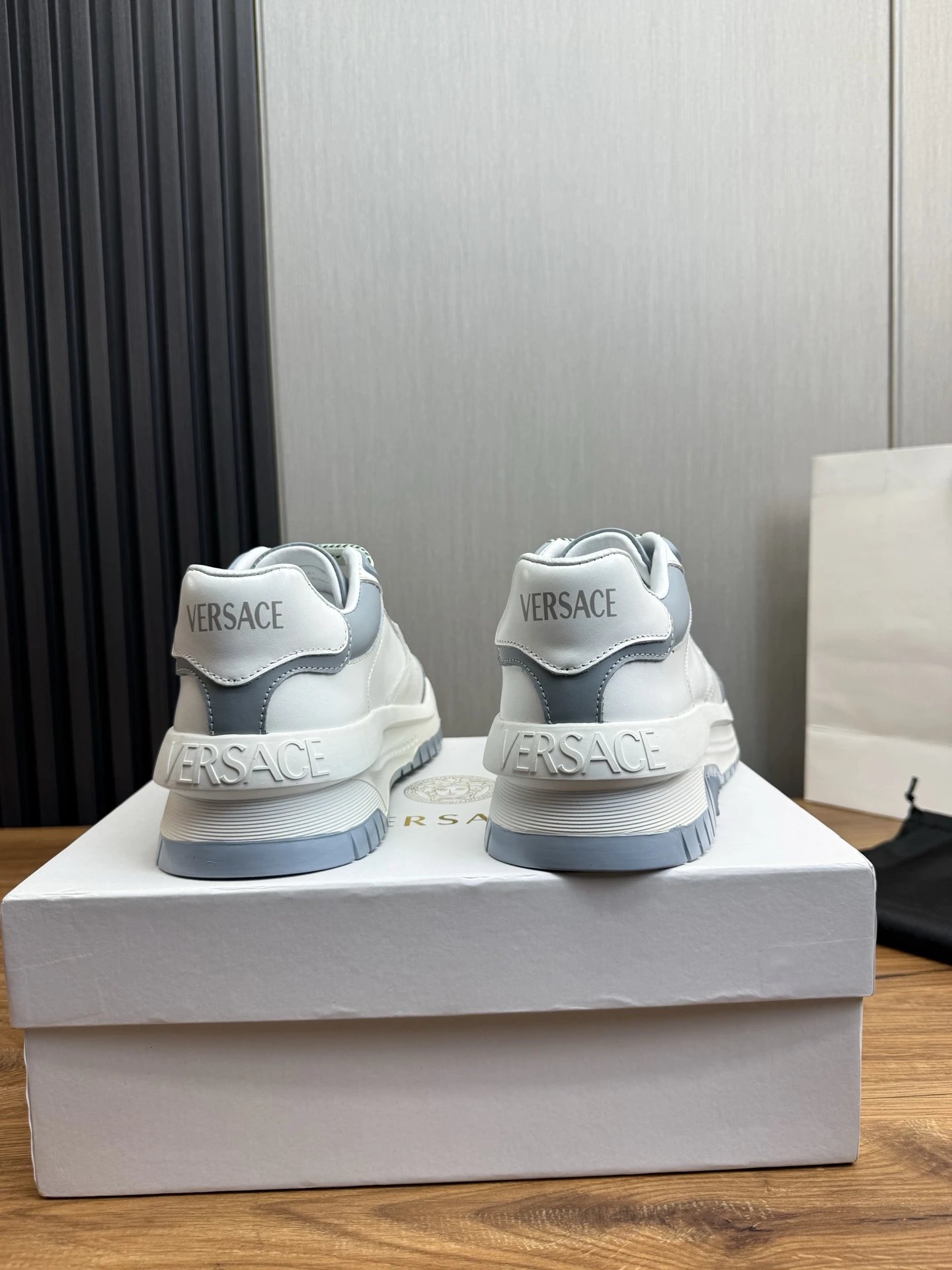 Luxury Leather Sneakers Dove Grey - Gallery Image 5 - Detailed View