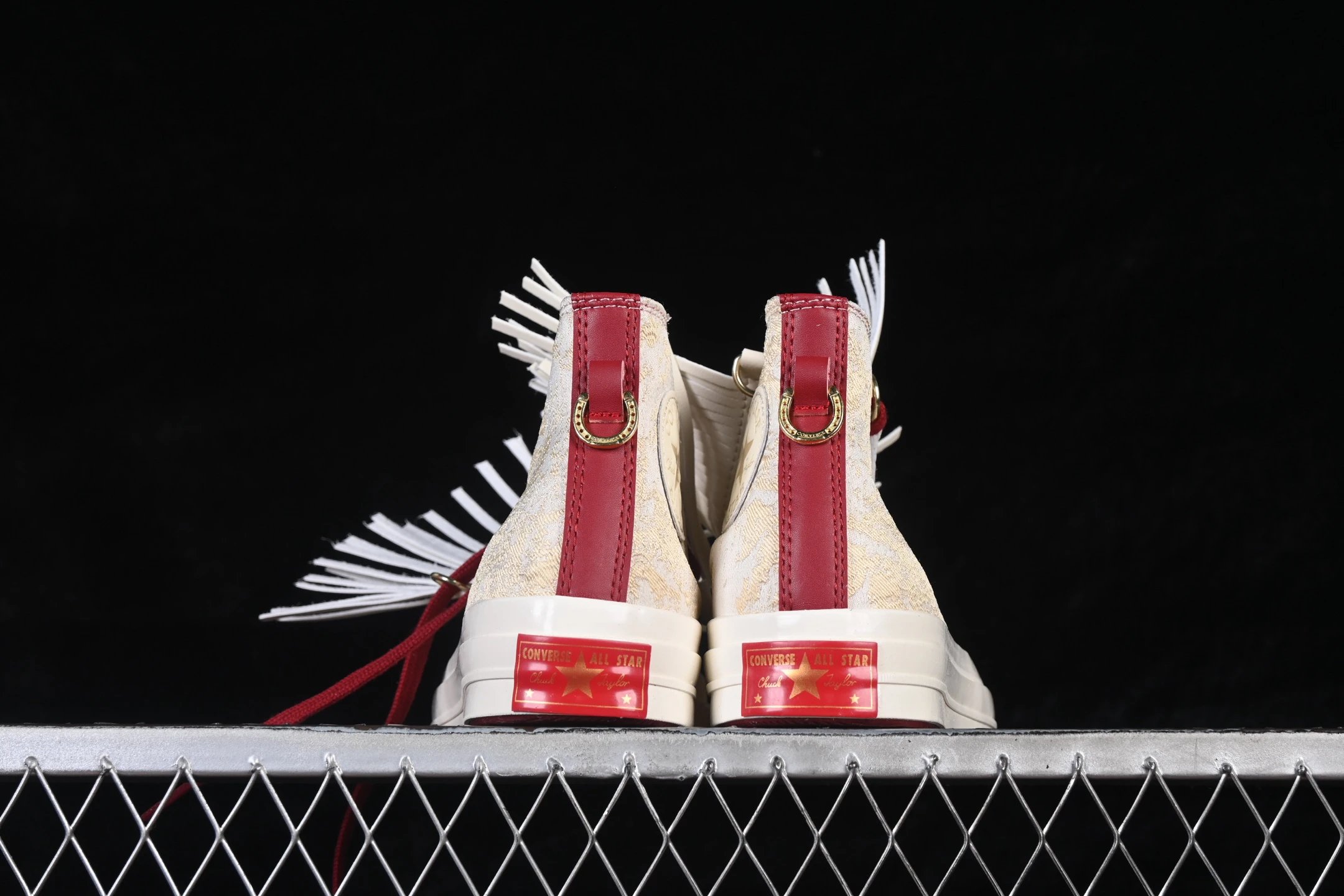 High Top Jacquard Sneakers Crimson Gold - Gallery Image 6 - Detailed View