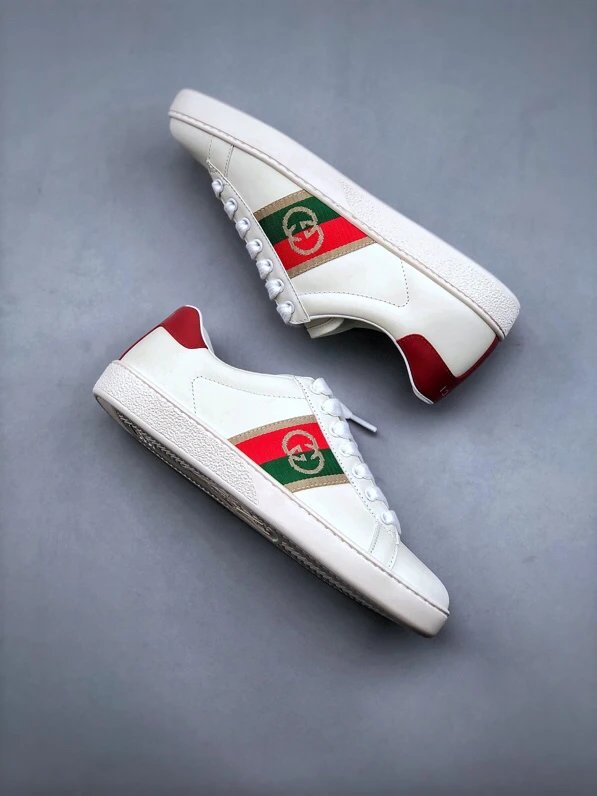 Gucci Bee White Red Sneakers GG embroidery - Gallery Image 8 - Detailed View