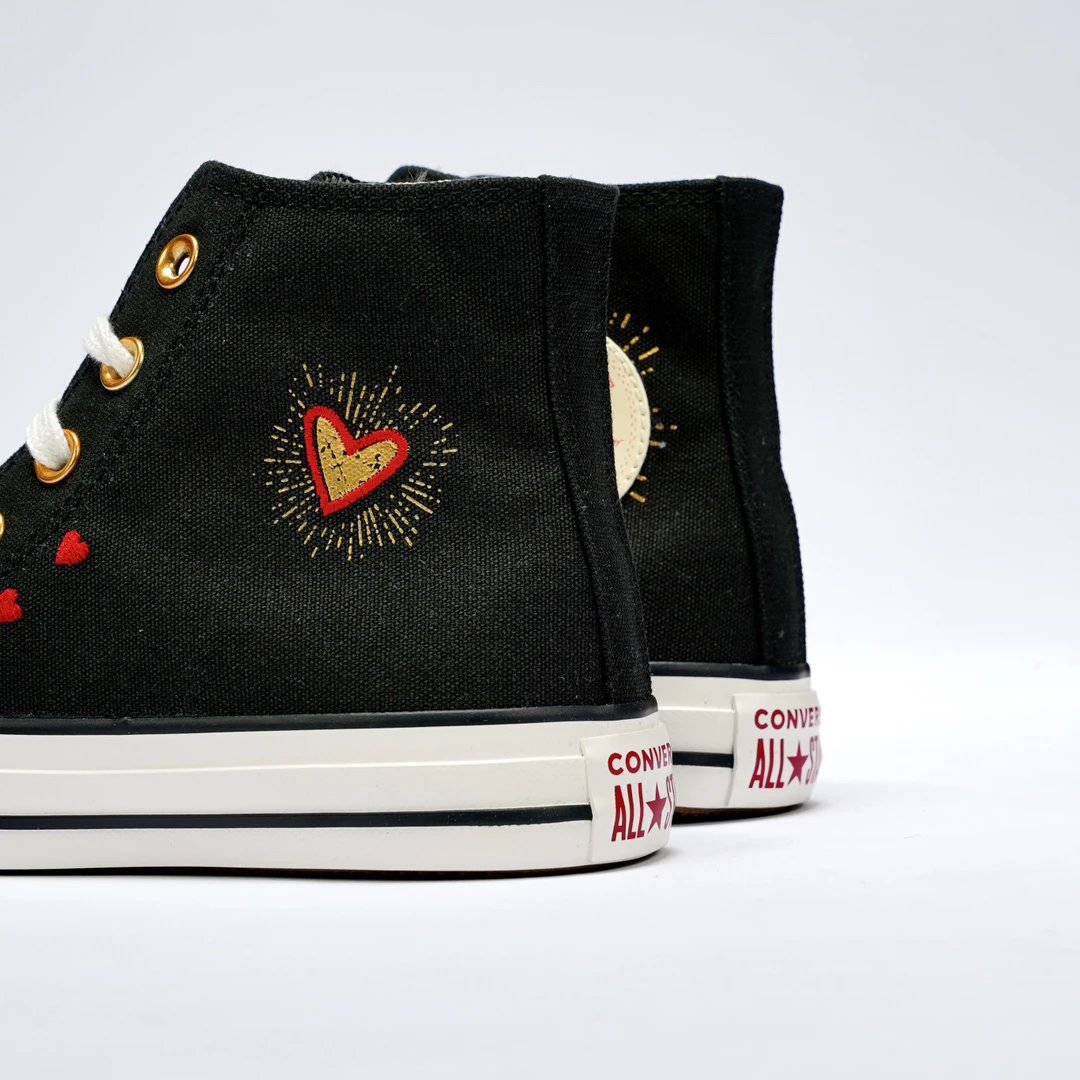 Valentine Canvas High Top Sneakers Ebony Black - Gallery Image 7 - Detailed View