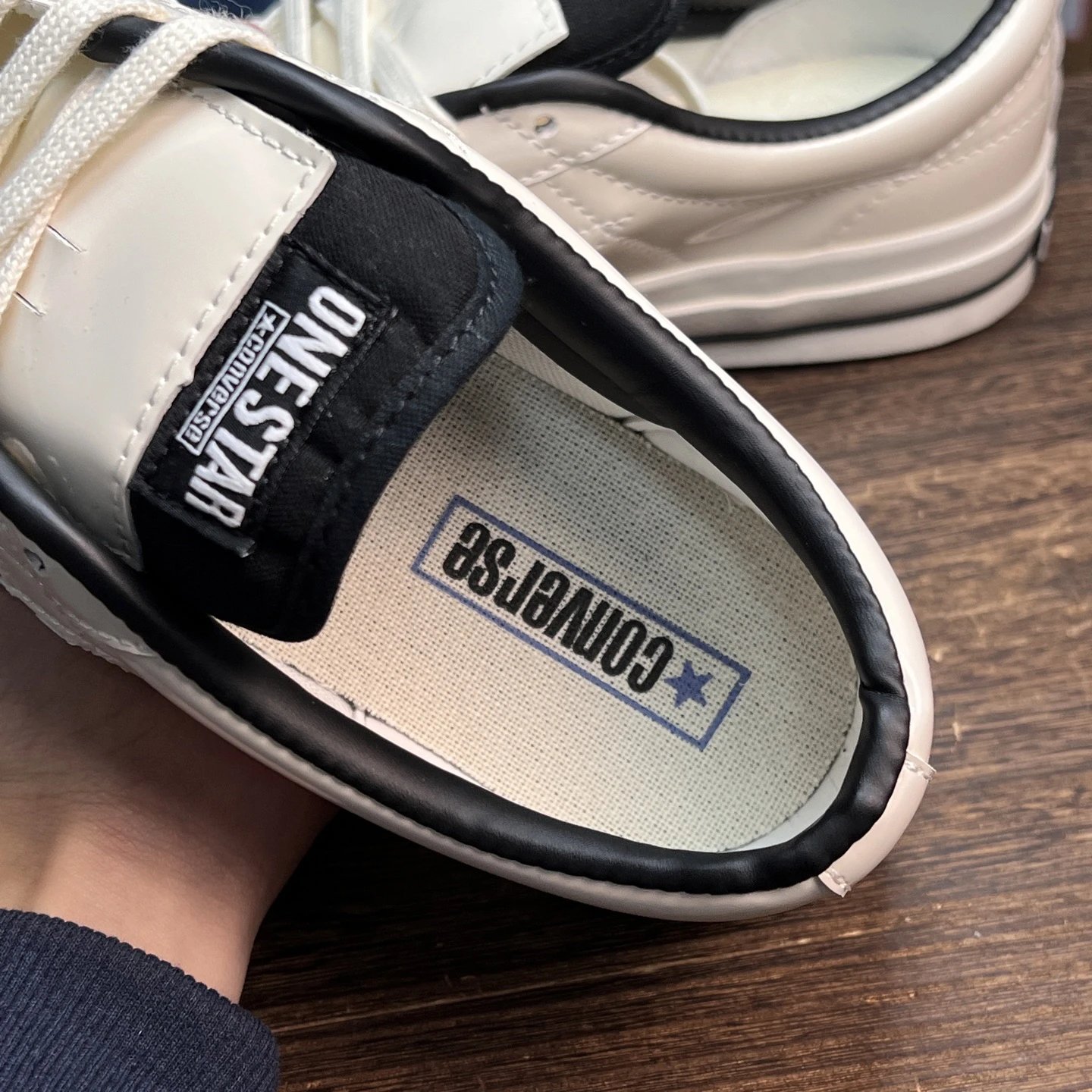 Low Top Patent Leather Skate Shoes Ivory Black - Gallery Image 5 - Detailed View