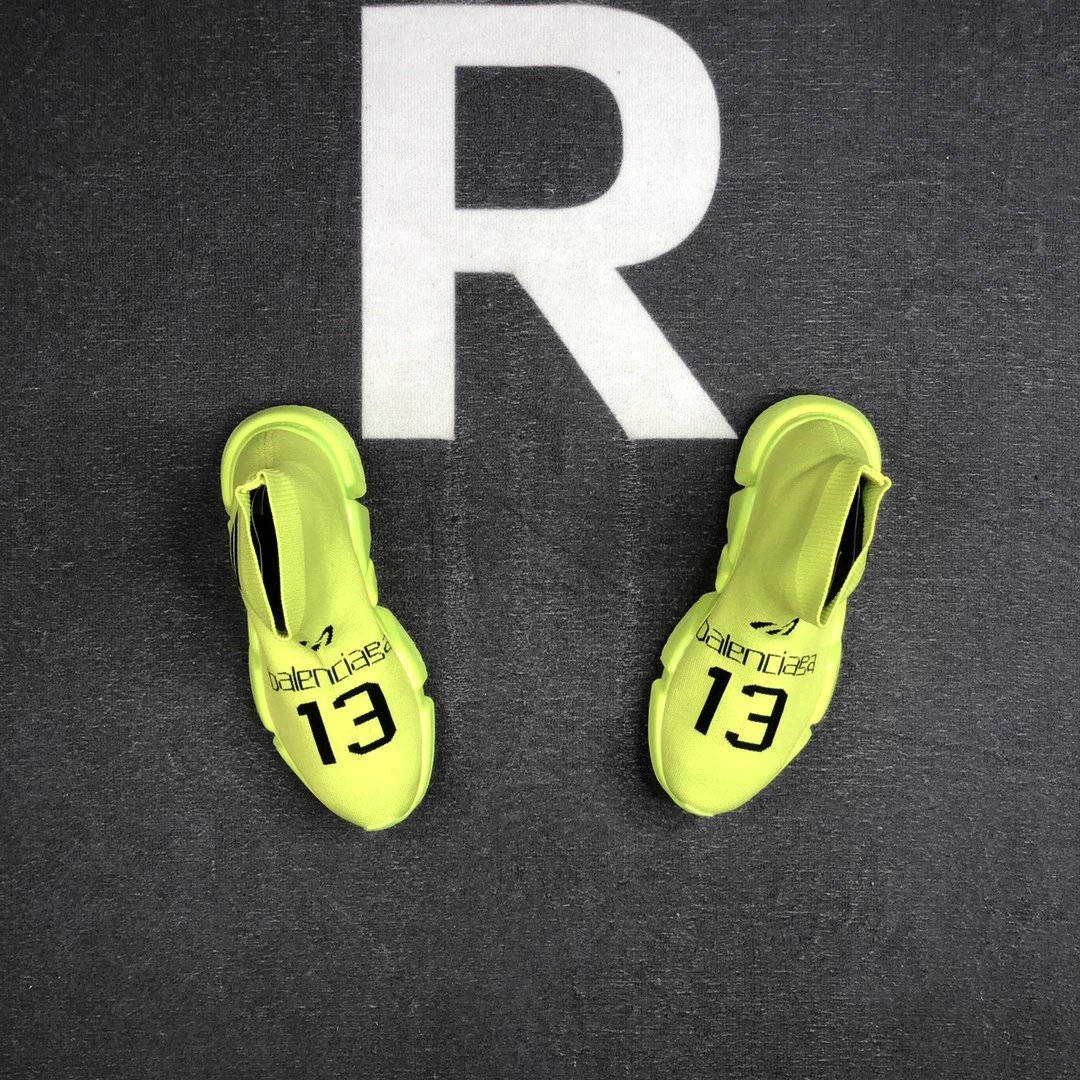 Unisex Knit Sock Sneakers TPU Sole Neon Chartreuse - Gallery Image 4 - Detailed View