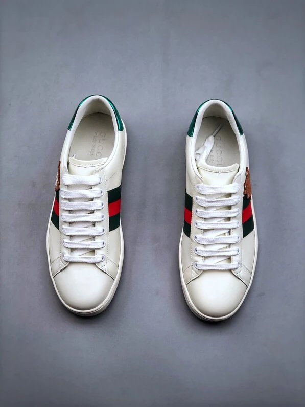 Gucci Bee White Green Sneakers Embroidered Doraemon - Gallery Image 8 - Detailed View