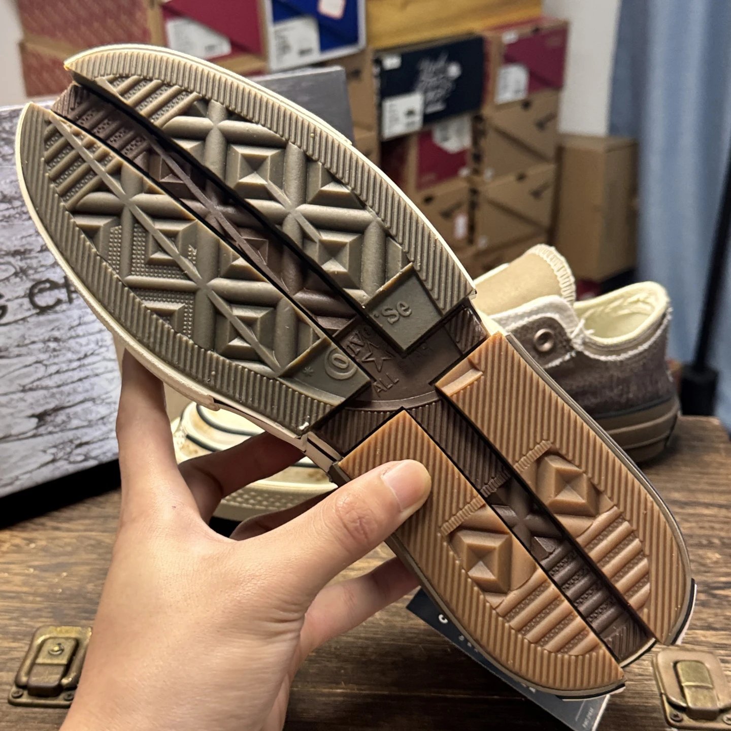 Deconstructed Canvas Low Top Sneakers Ombre Mocha - Gallery Image 8 - Detailed View