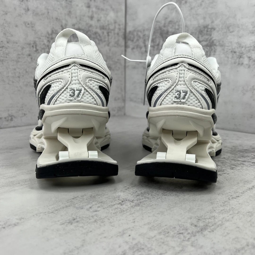 Retro Mesh Nylon X-Pander Sneakers with Spring Heel Ivory Black - Gallery Image 7 - Detailed View