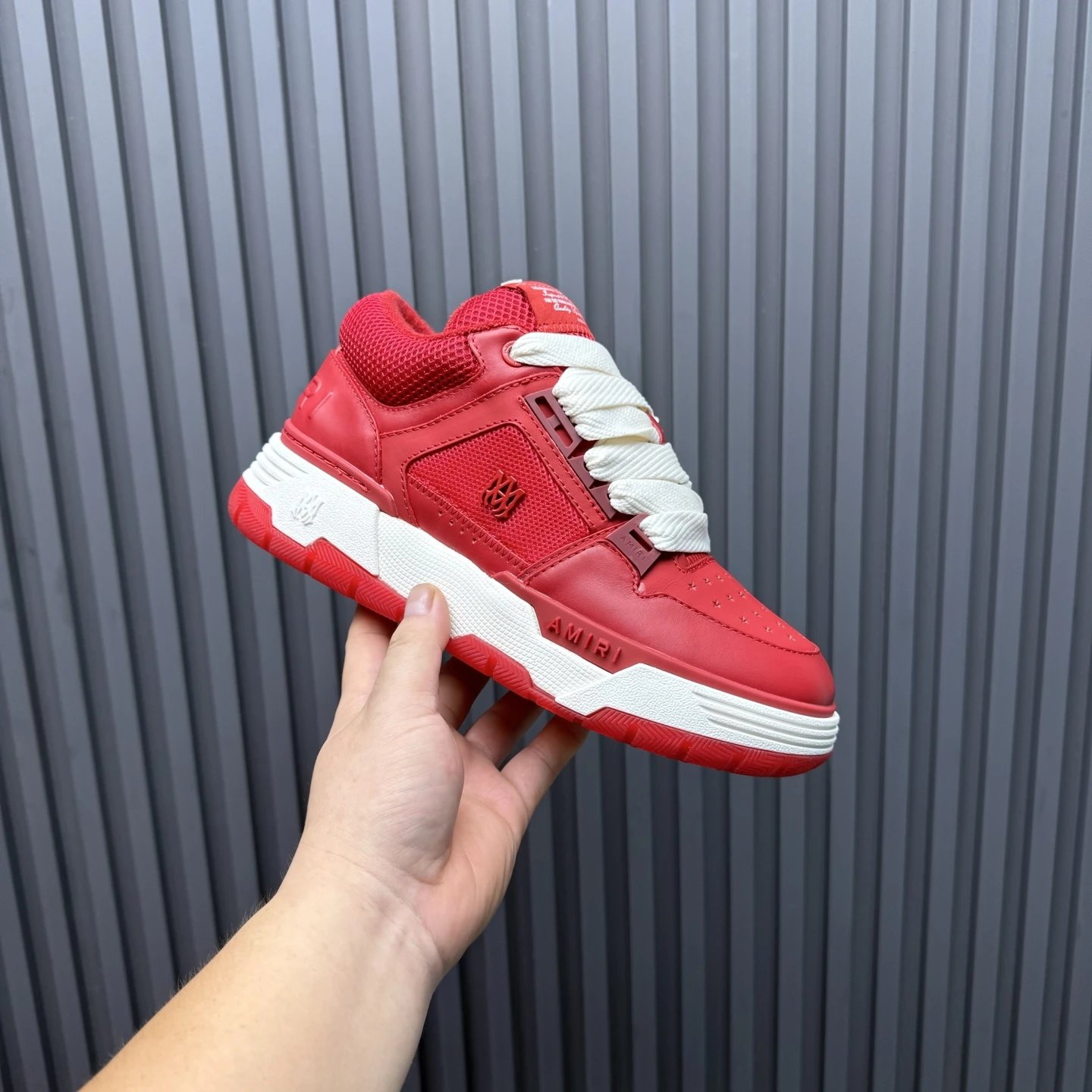 Low Top Leather Skate Sneakers Unisex Crimson Red - Gallery Image 3 - Detailed View