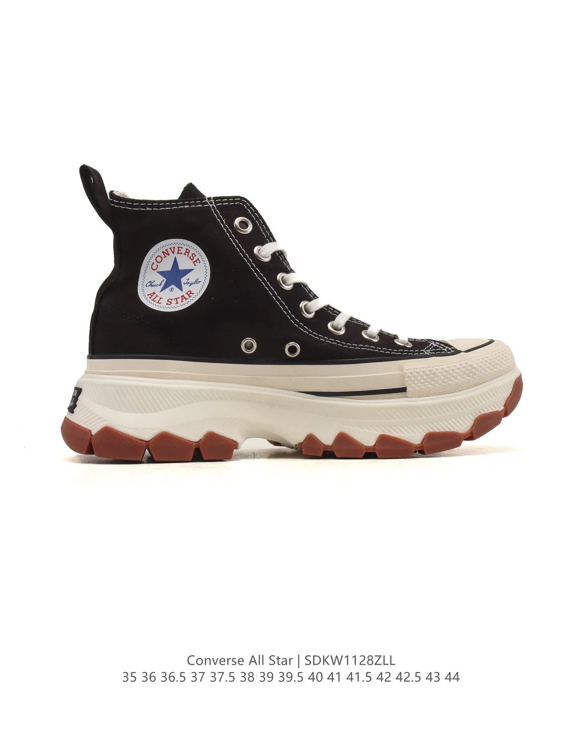 Chunky Canvas High Top Platform Sneakers in Jet Black - Gallery Image 3 - Detailed View