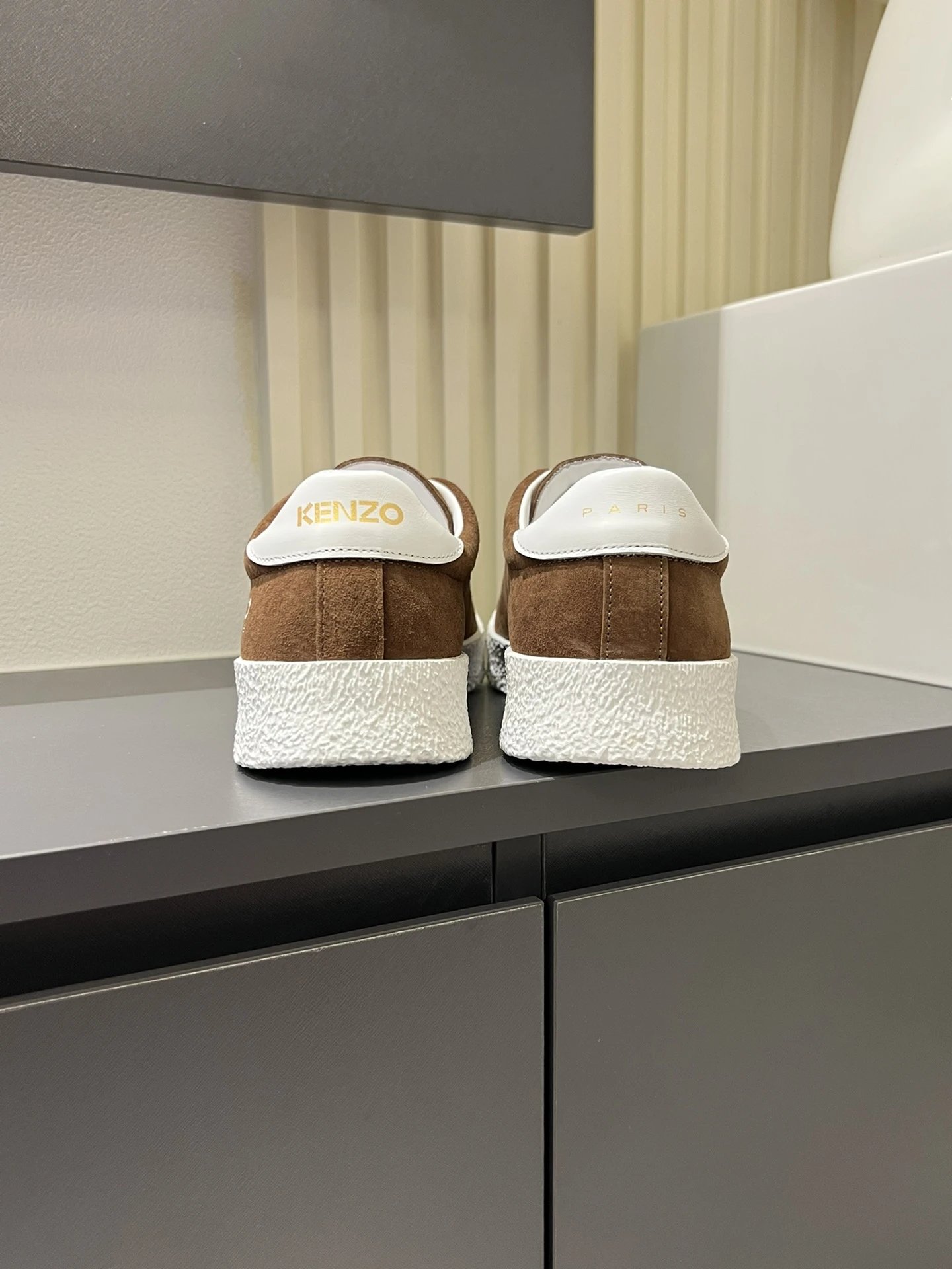 Kenzo Suede Sneakers Brown White - Gallery Image 9 - Detailed View