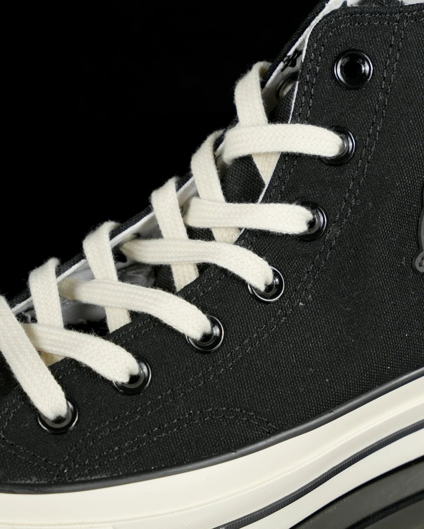 Classic Canvas High Top Sneakers Black Ivory - Gallery Image 6 - Detailed View