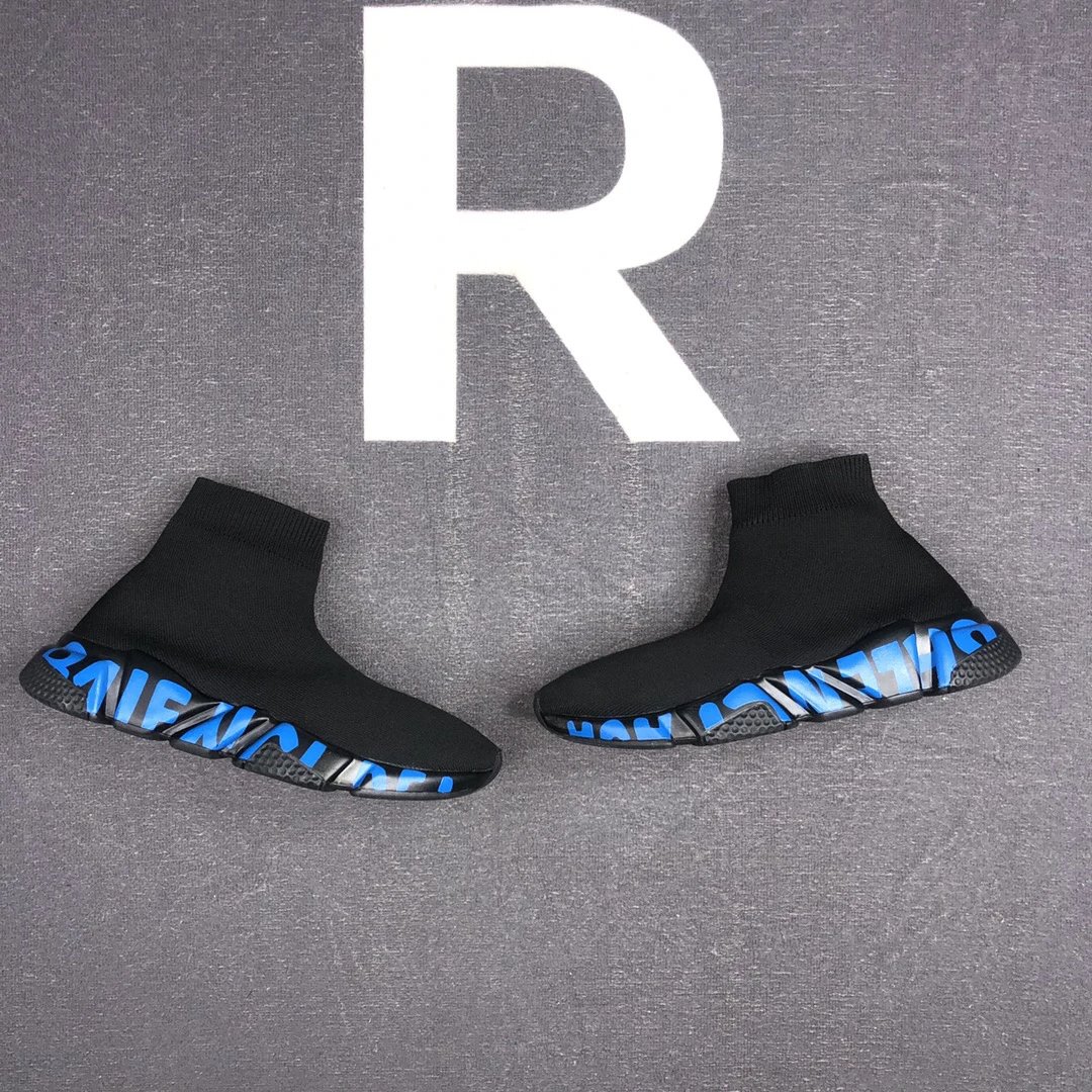 Unisex Knit Sock Sneakers with TPU Sole Midnight Black Blue - Gallery Image 5 - Detailed View