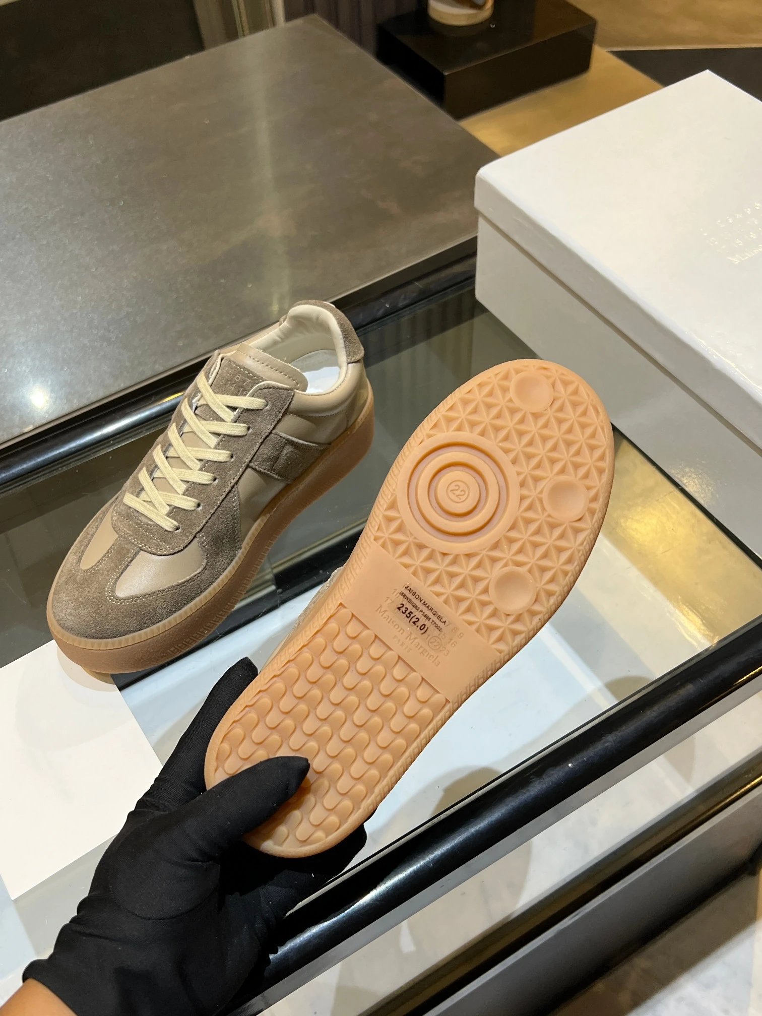 Maison Margiela MM6 Thick Bottom Sneakers Beige - Gallery Image 5 - Detailed View