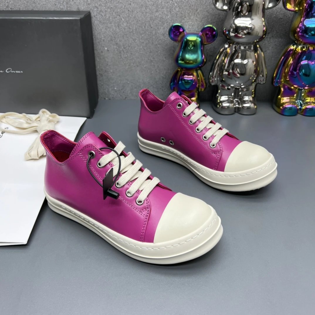 Rick Owens Leather Sneakers Purple - Gallery Image 3 - Detailed View
