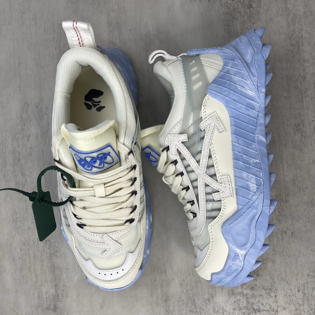 Chunky Outdoor Sneakers Leather Oxford EVA Sole Ice Blue - Gallery Image 3 - Detailed View