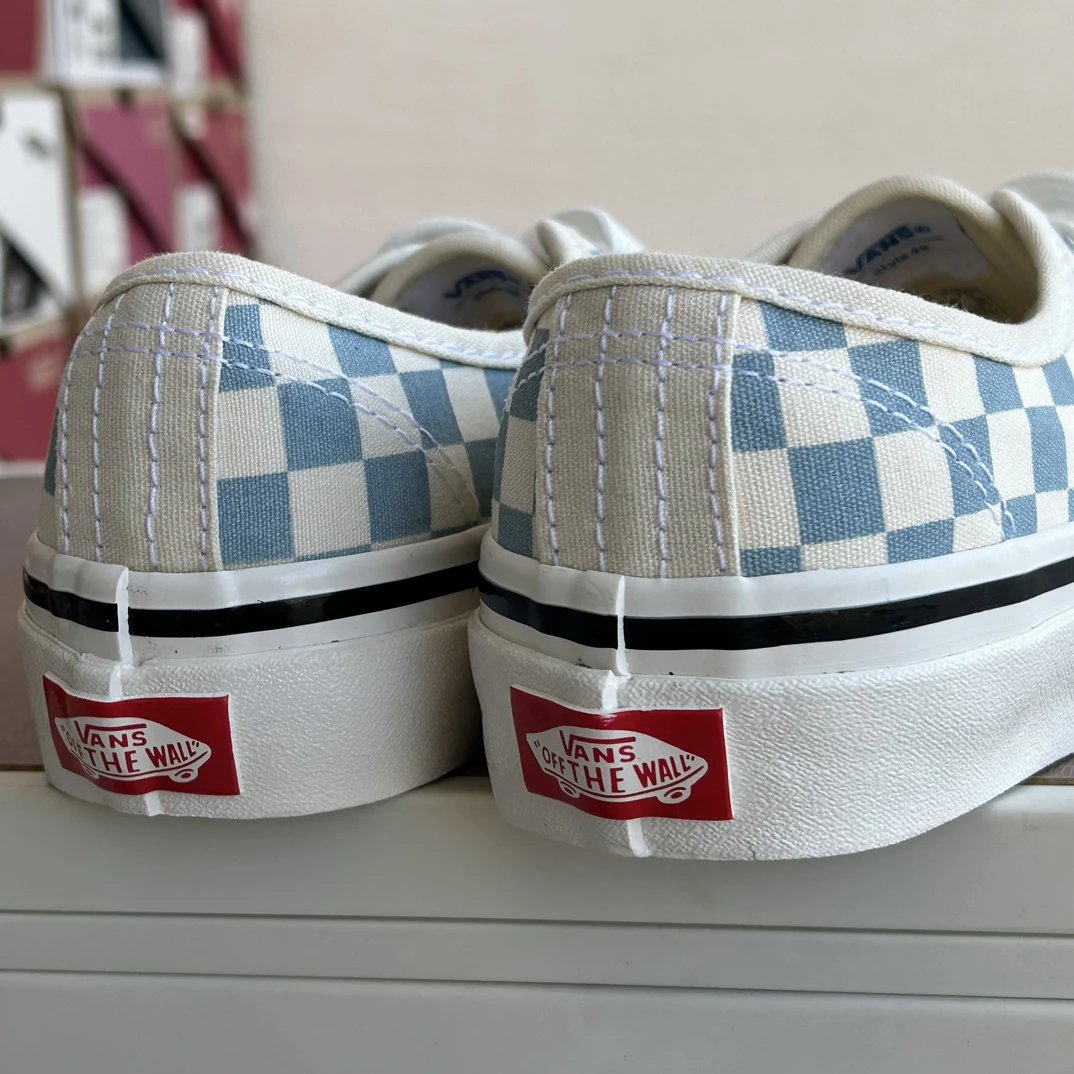 Checkerboard Canvas Low Top Skate Shoes Milk Blue - Gallery Image 6 - Detailed View