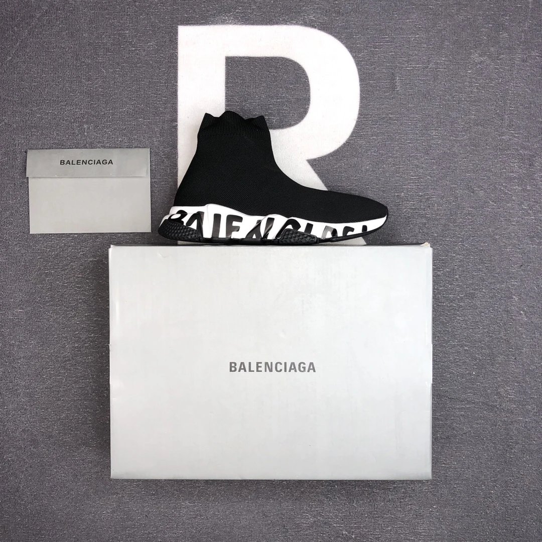 Unisex Sock Sneakers Knit Breathable Speed Sole Jet Black - Gallery Image 1 - Detailed View