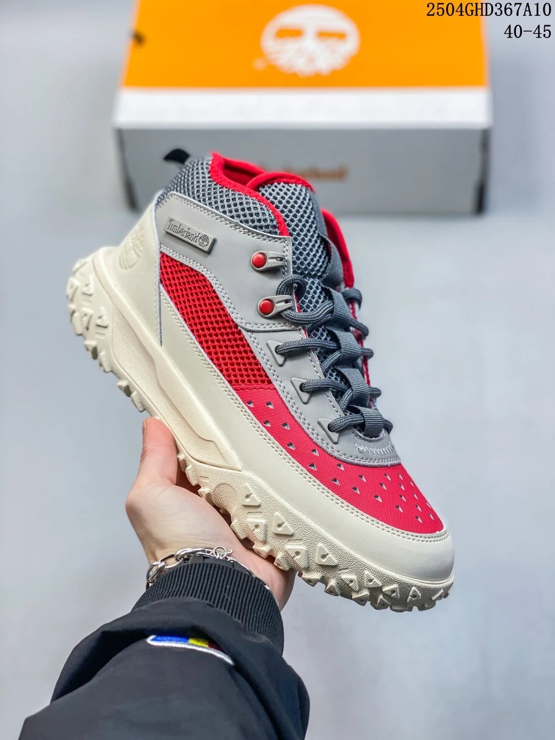 Men's Hiking Sneakers Breathable Ashen Red - Gallery Image 2 - Detailed View