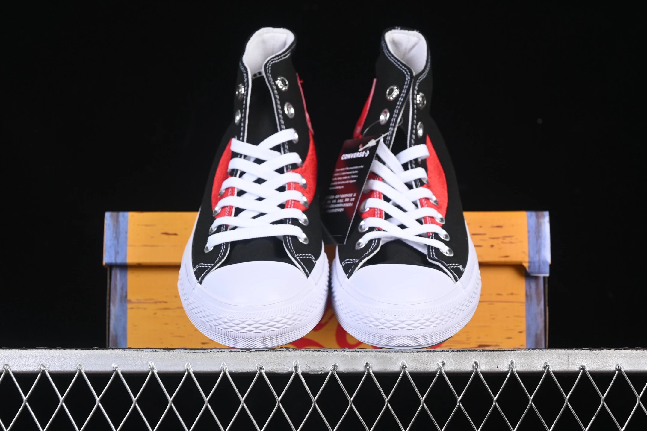 Vintage Canvas High Top Sneakers Crimson Black - Gallery Image 4 - Detailed View