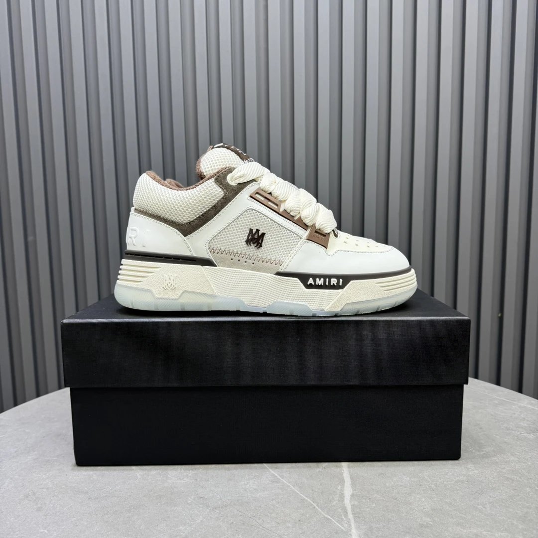 Low Top Leather Mesh Skate Shoes Ivory Mocha - Gallery Image 1 - Detailed View