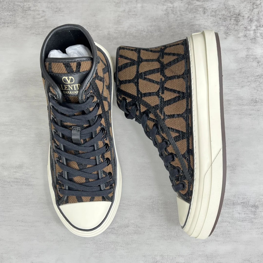 High Top Canvas Sneakers Espresso Brown - Gallery Image 3 - Detailed View