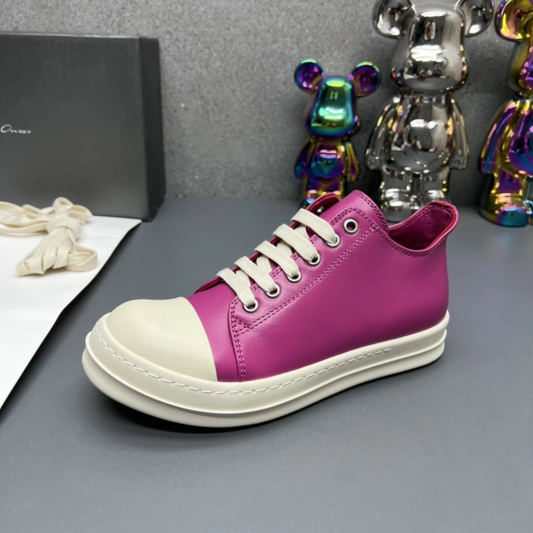 Rick Owens Leather Sneakers Purple - Gallery Image 6 - Detailed View