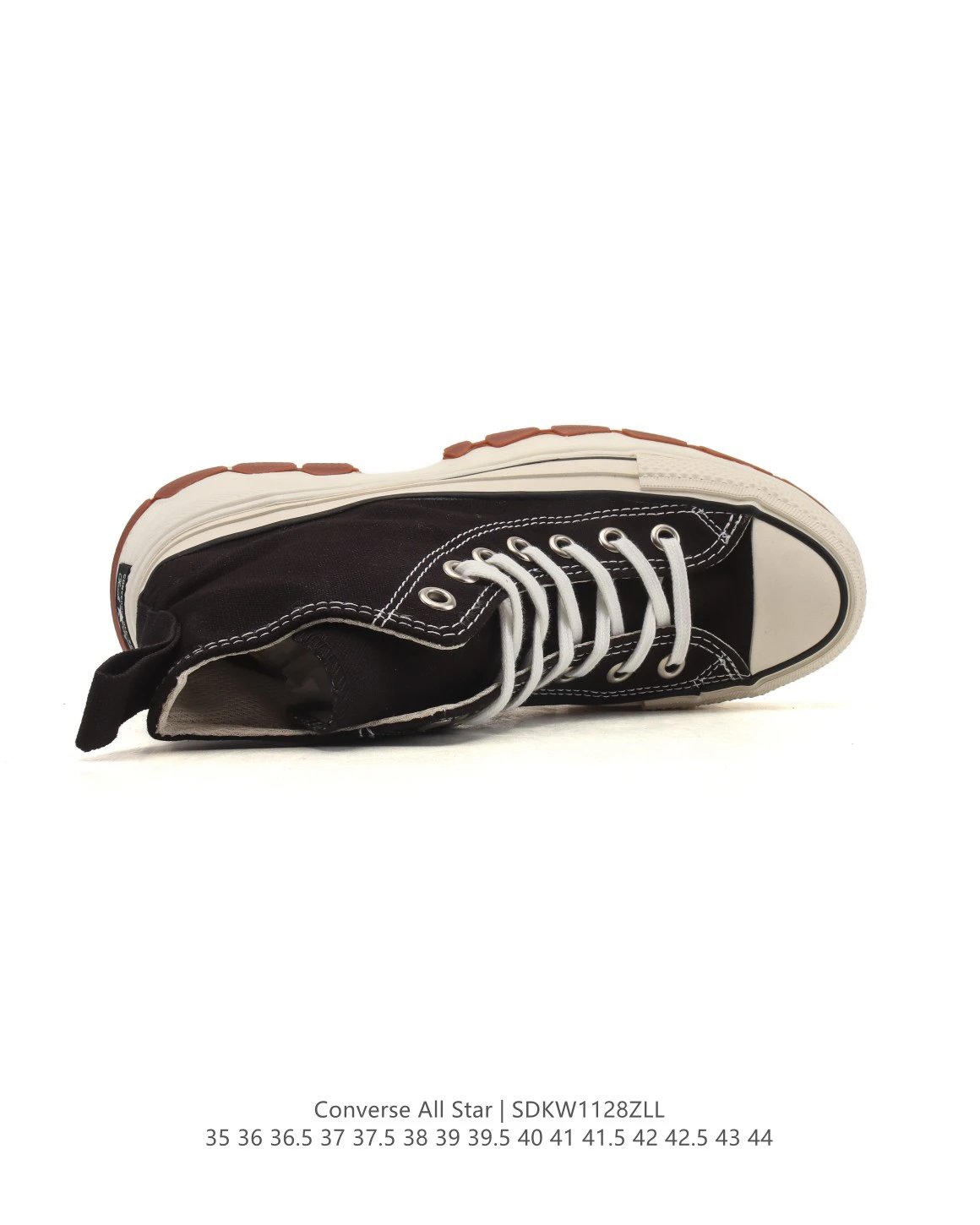 Chunky Canvas High Top Platform Sneakers in Jet Black - Gallery Image 4 - Detailed View