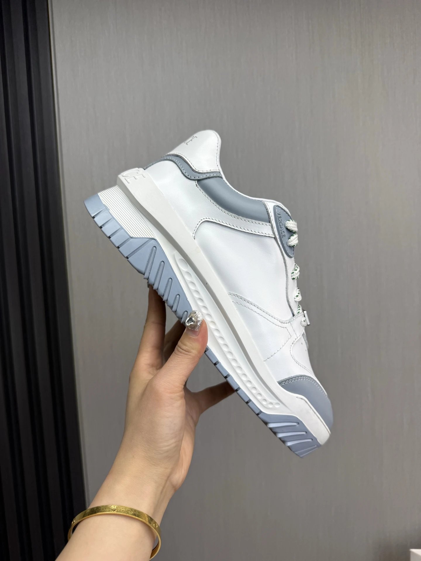 Luxury Leather Sneakers Dove Grey - Gallery Image 7 - Detailed View