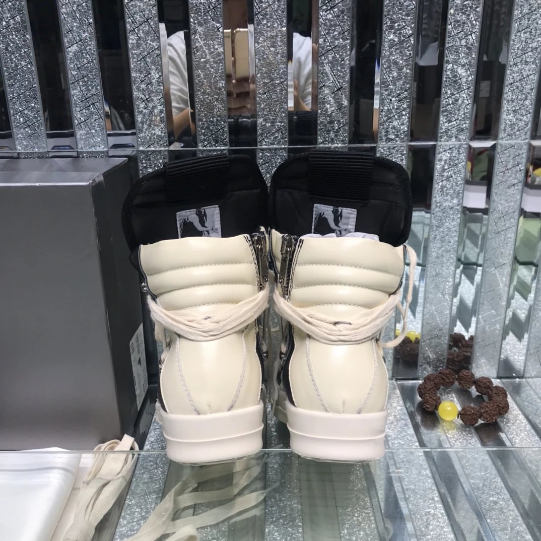 Rick Owens Geobasket Pentangle Sneakers Black White - Gallery Image 7 - Detailed View