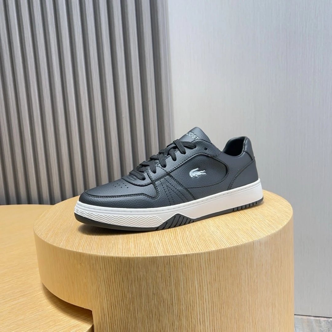 Lacoste Black Leather Sneakers - Gallery Image 5 - Detailed View