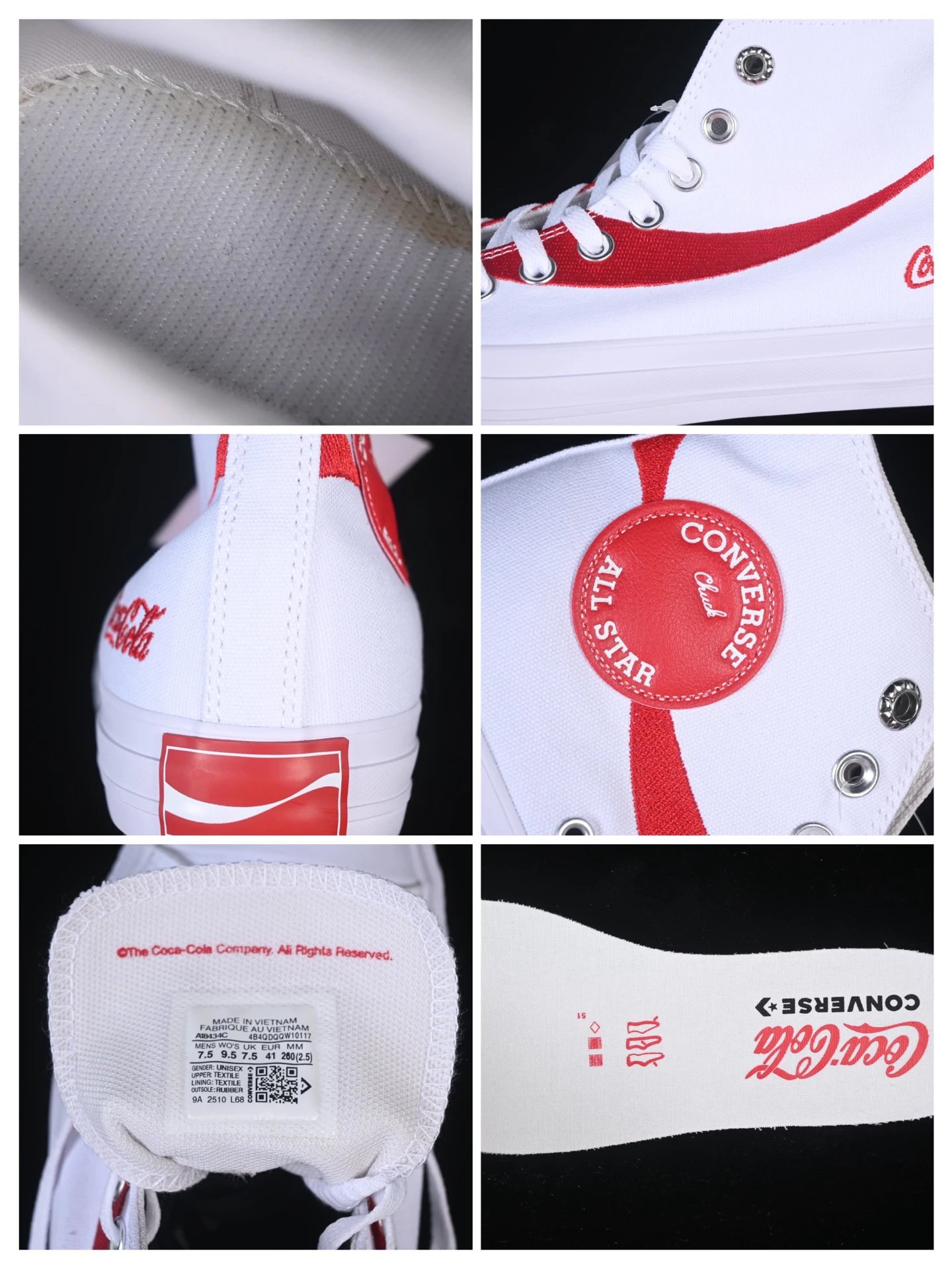 Retro High Top Canvas Sneakers Scarlet White - Gallery Image 9 - Detailed View