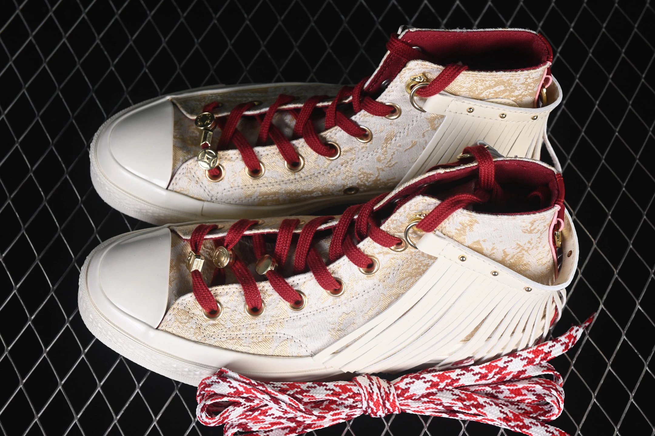 High Top Jacquard Sneakers Crimson Gold - Gallery Image 5 - Detailed View