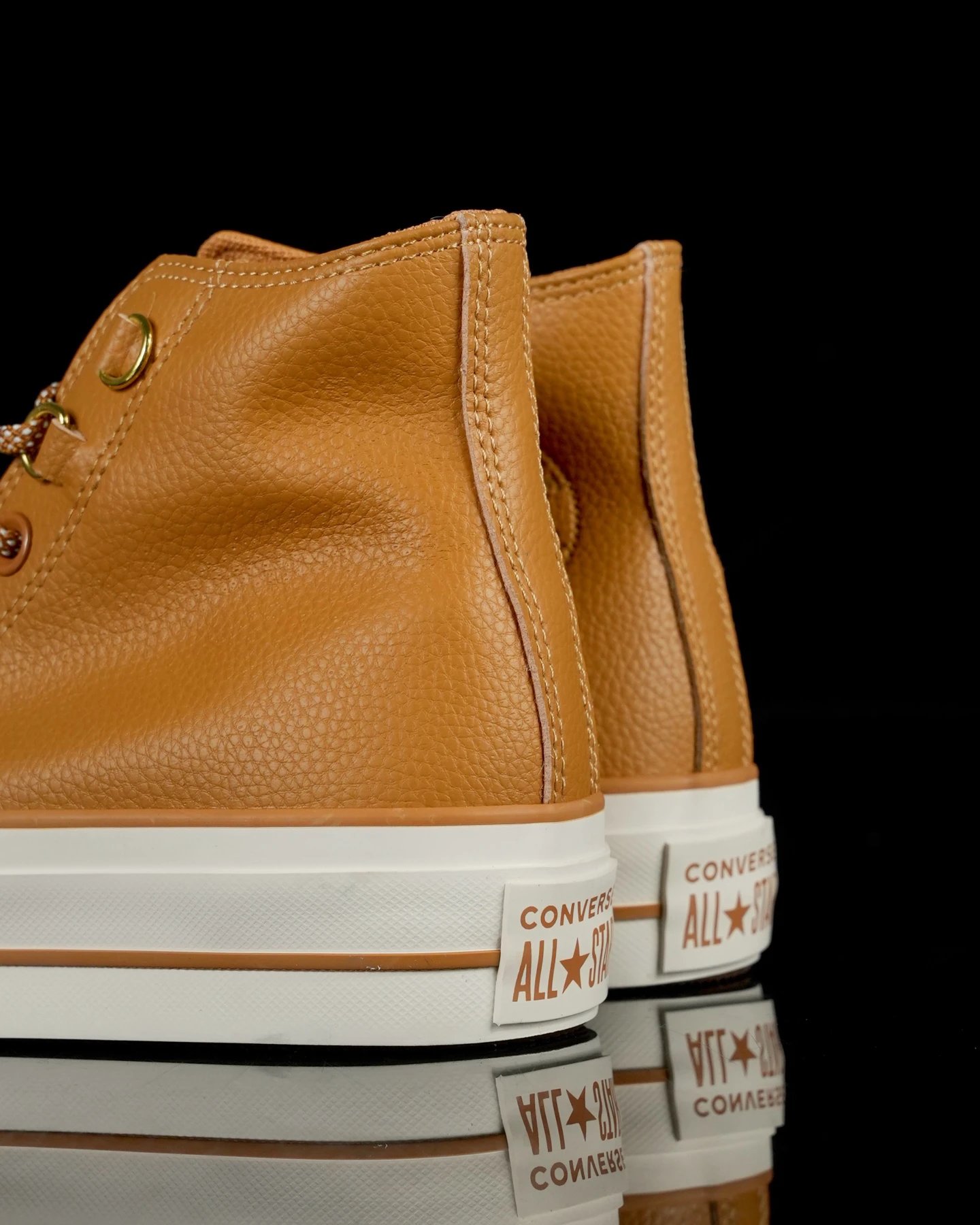 Platform Leather High Top Sneakers Caramel Brown - Gallery Image 7 - Detailed View