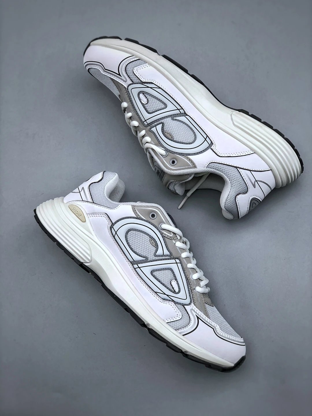 B30 Dad Sneakers Mesh Leather Retro Grey - Gallery Image 9 - Detailed View