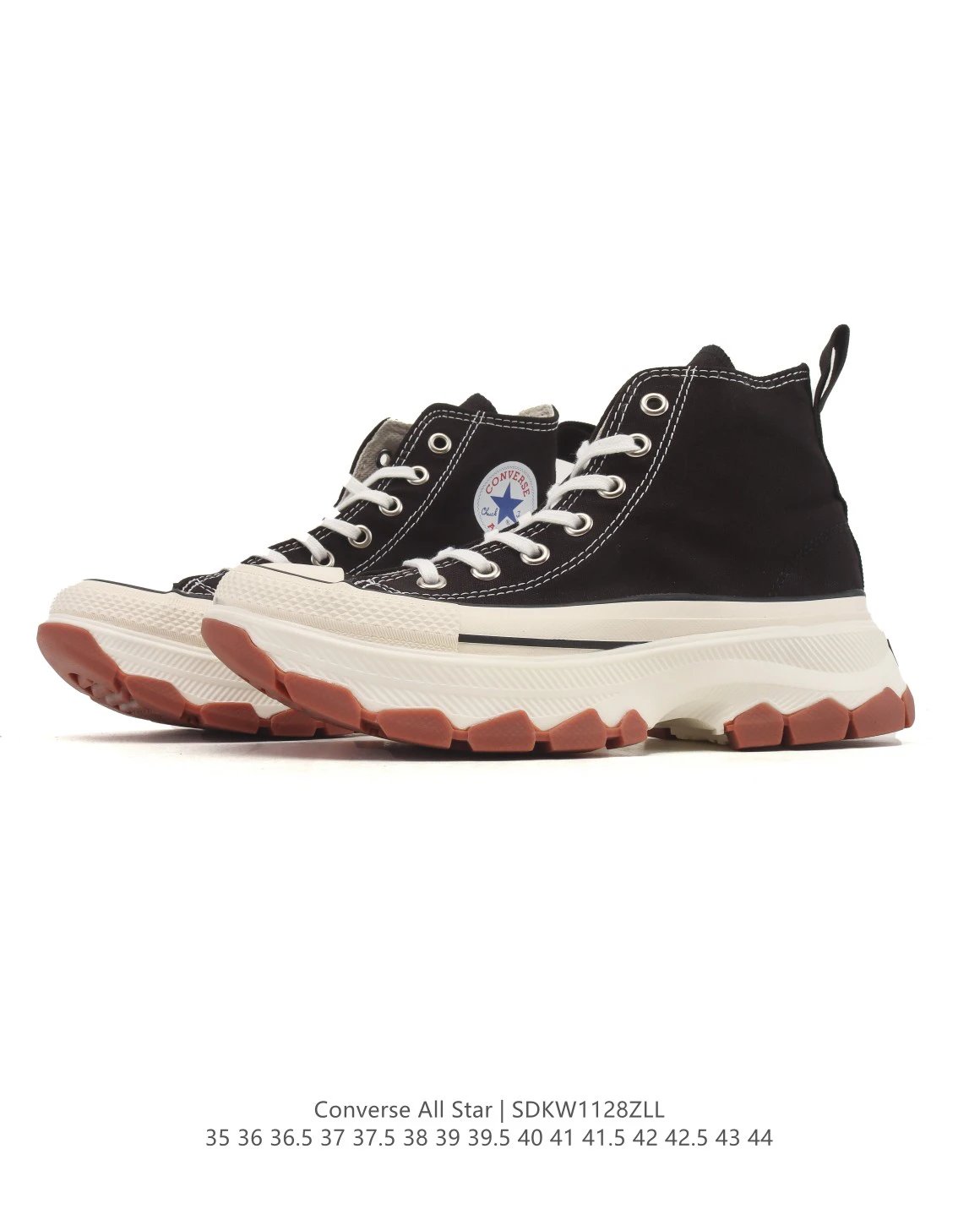 Chunky Canvas High Top Platform Sneakers in Jet Black - Gallery Image 2 - Detailed View