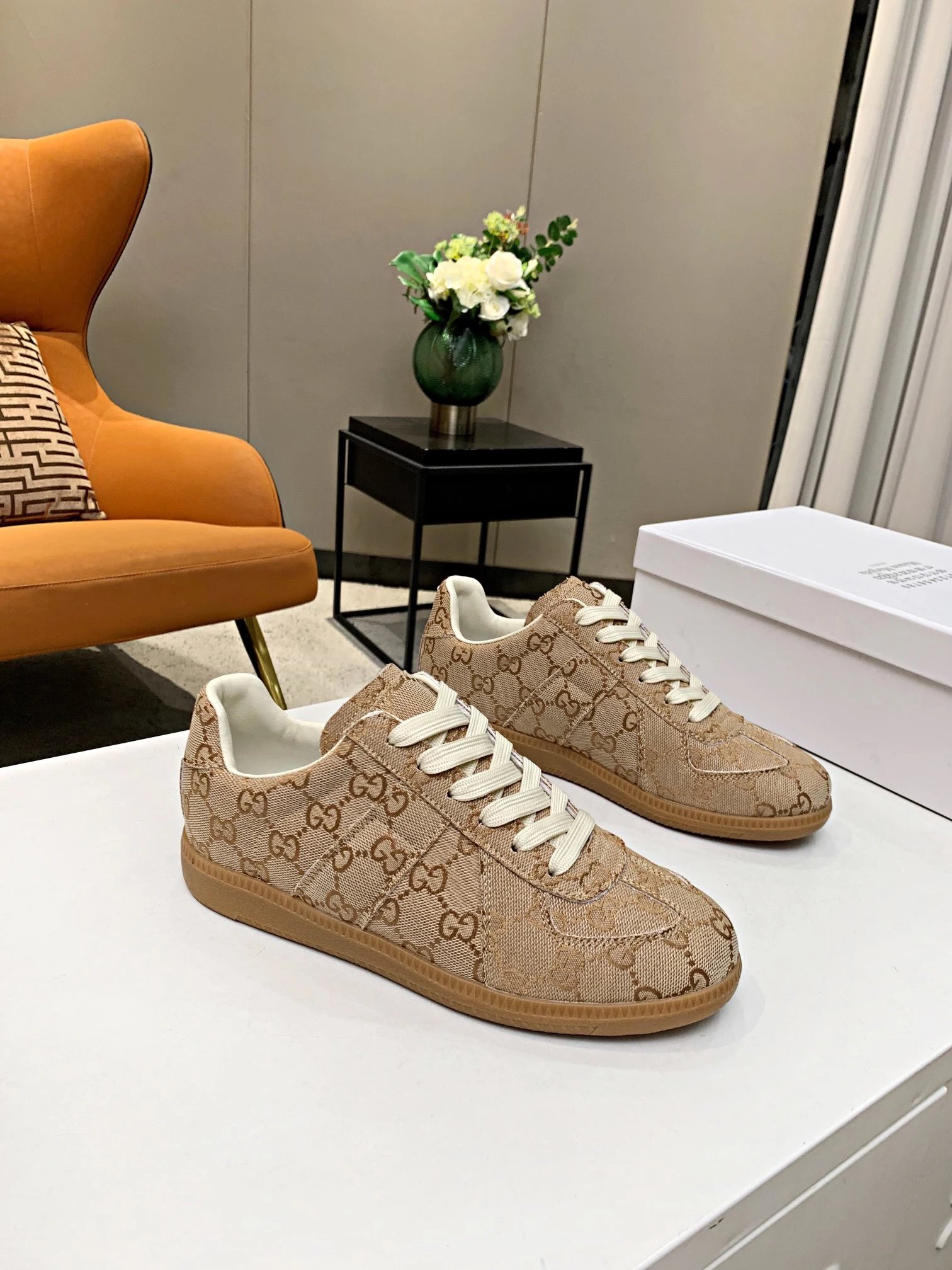 Maison Margiela MM6 Paisley Trainers Beige - High Quality Product Image - Cnfans