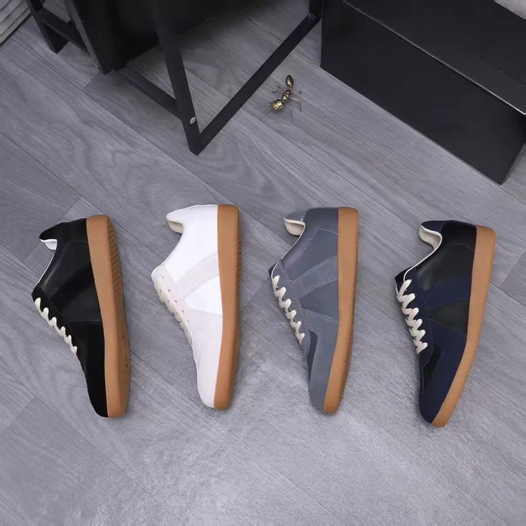 Maison Margiela Leather Sneakers Blue - Gallery Image 3 - Detailed View