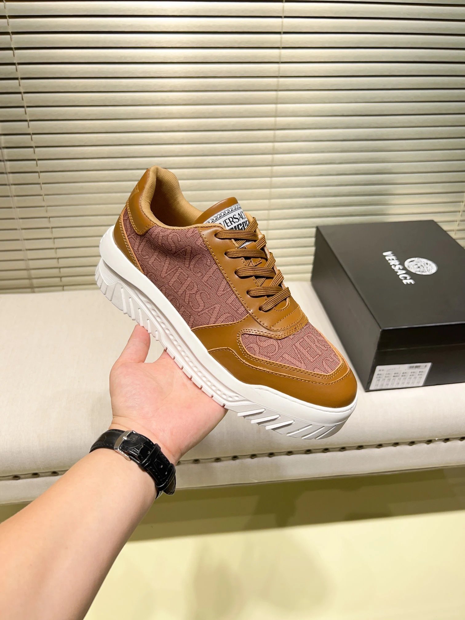 Grace Labyrinth Knit Sneakers Amber Brown - Gallery Image 5 - Detailed View