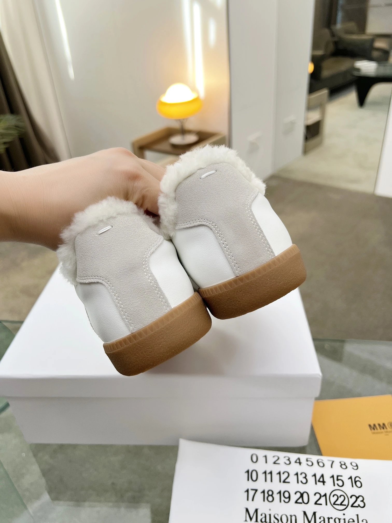 Maison Margiela MM6 Shearling Sneakers White - Gallery Image 9 - Detailed View