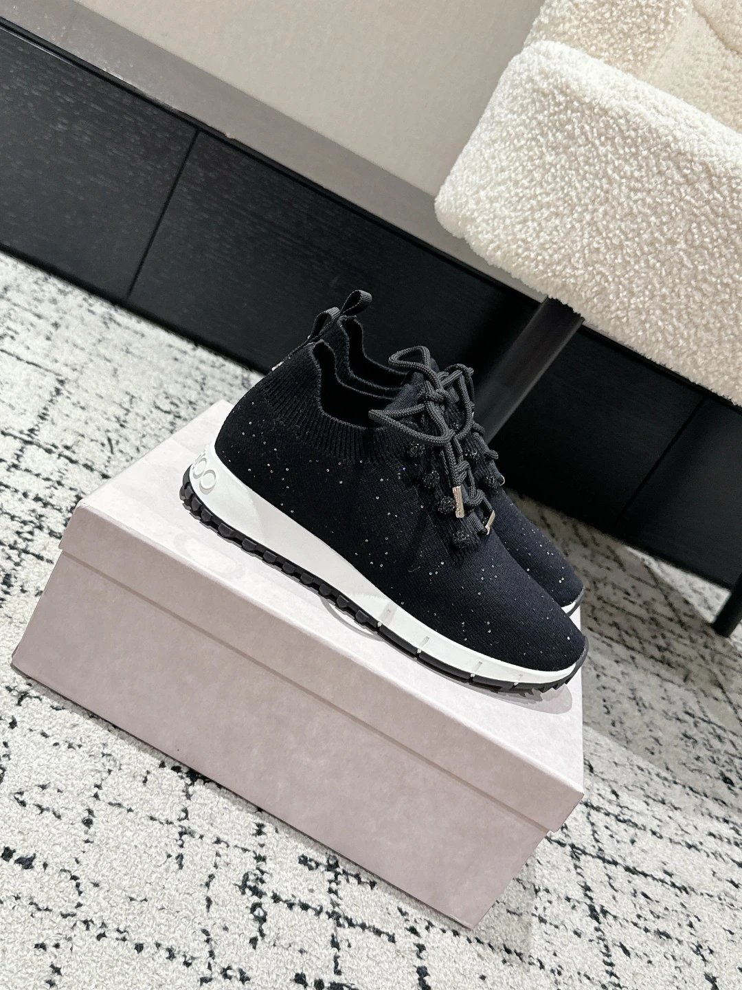 Jimmy Choo Knit Sneakers Black - High Quality Product Image - Cnfans