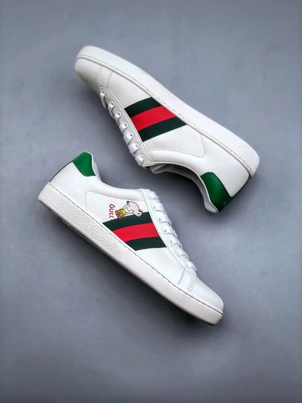 Gucci Bee White Green Sneakers Embroidered Pig​ - Gallery Image 9 - Detailed View