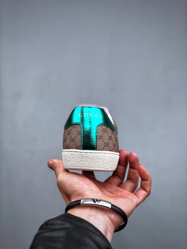 Gucci Bee Pink Green Sneaker Embroidered Doraemon - Gallery Image 7 - Detailed View