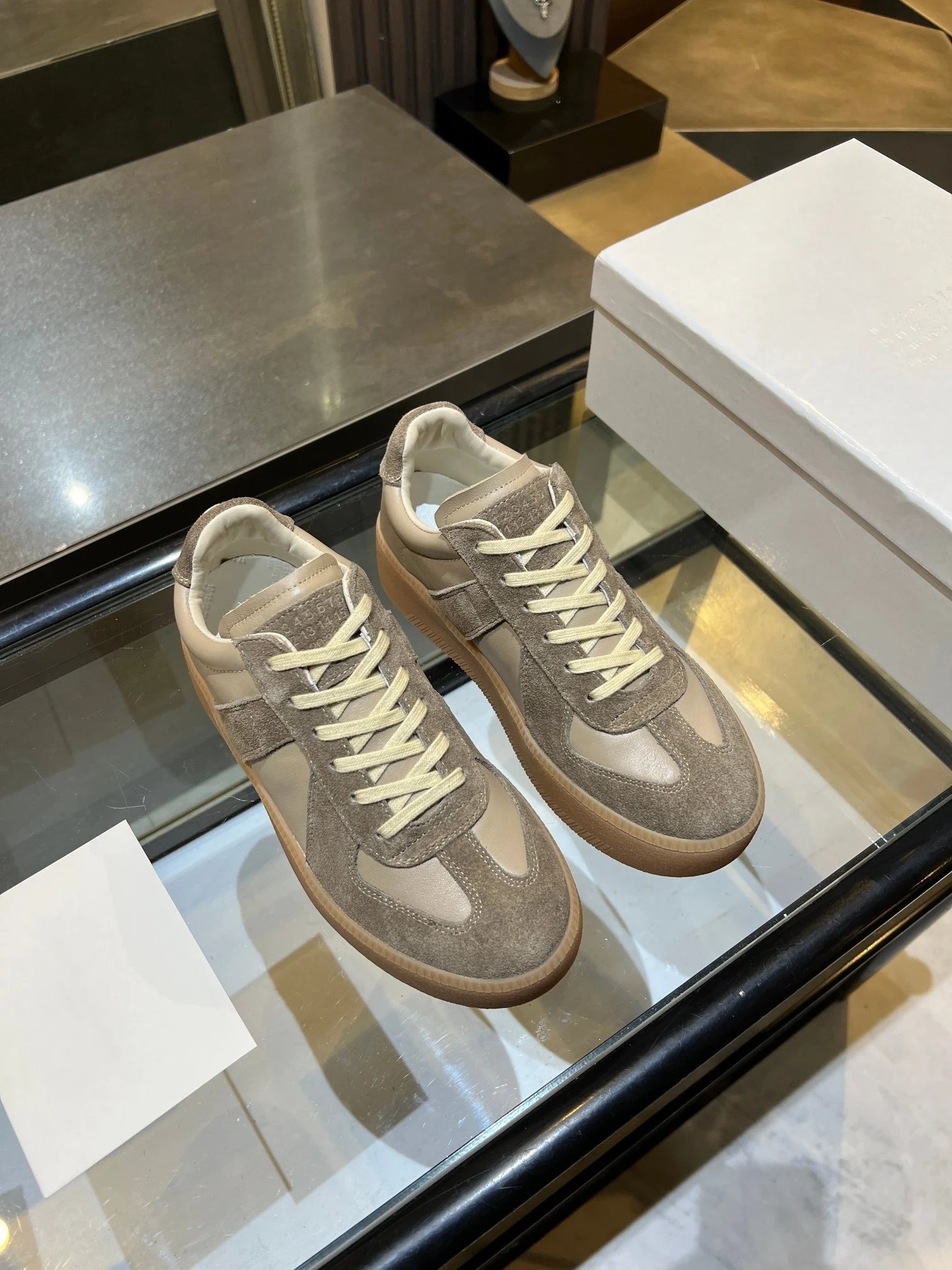 Maison Margiela MM6 Thick Bottom Sneakers Beige - Gallery Image 7 - Detailed View